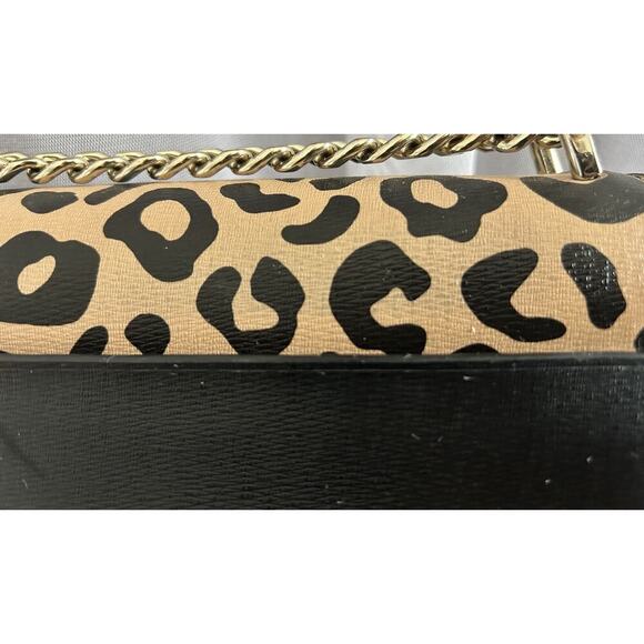 Kate Spade Leopard Print Leather Remi Flap Chain Crossbody Shoulder Bag Black - Picture 5 of 16